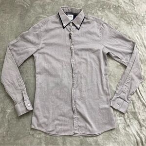 Zara Grey Slim Fit Long Sleeve Button Down Dress Shirt Size Small Classic
